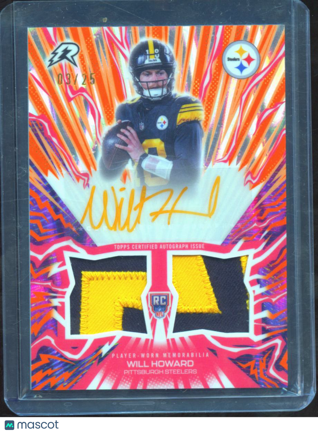 Will Howard 2026 Topps Resurgence Auto Autograph Patch RC 3/25 Steelers