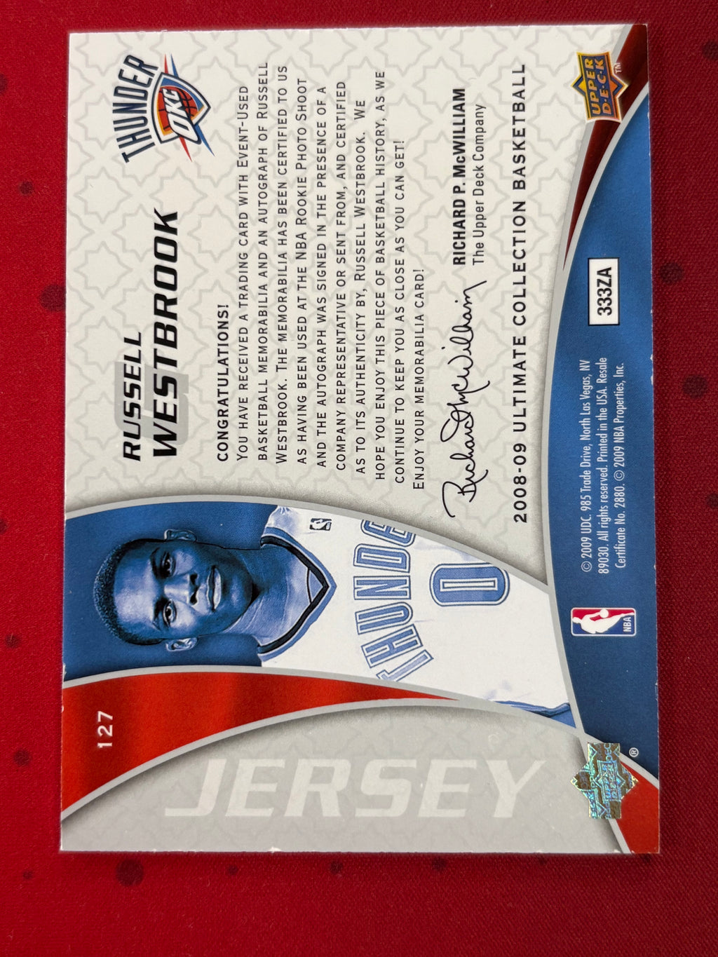 Russell Westbrook 2008 Ultimate Collection Auto Autograph Patch RC 28/60 Thunder