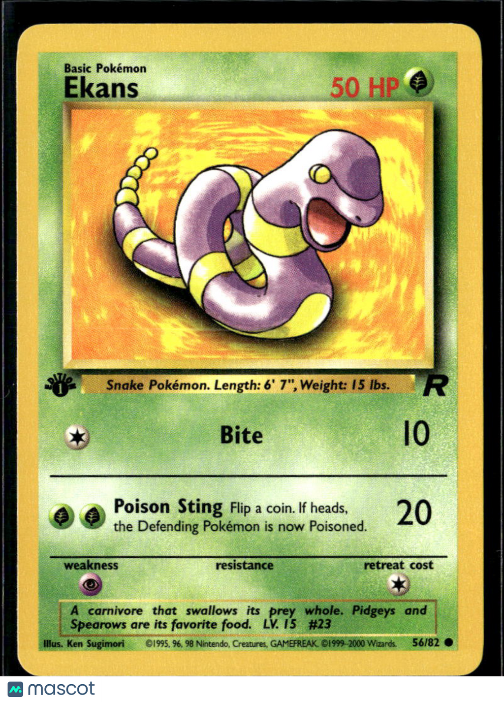 Ekans 2000 Team Rocket 1st Edition #56/82