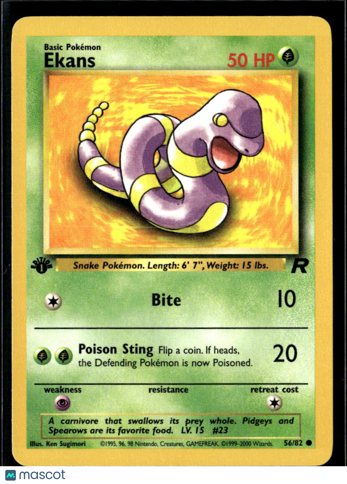 Ekans 2000 Team Rocket 1st Edition #56/82