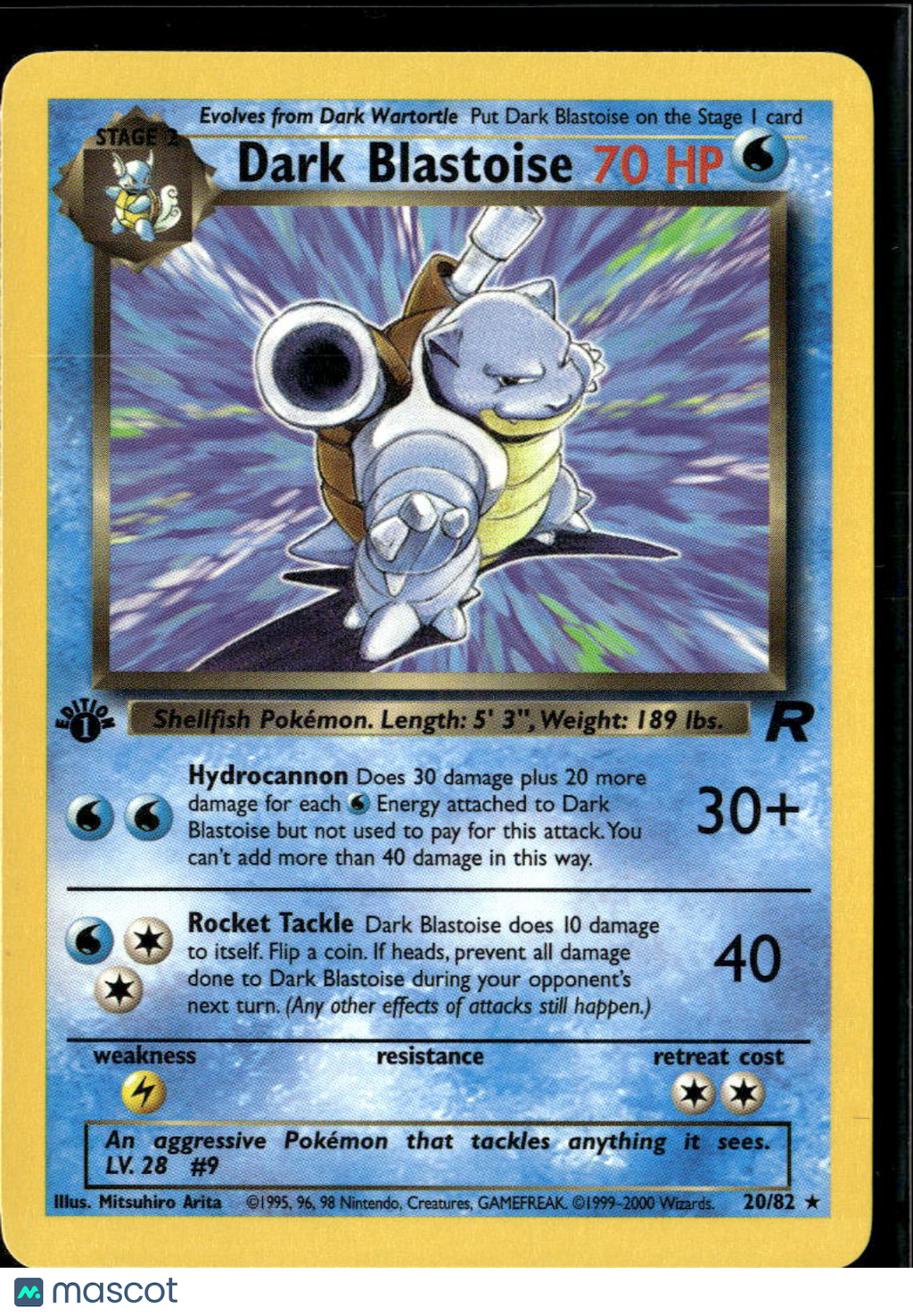 Dark Blastoise 2000 Team Rocket Rare 1st Edition #20/82