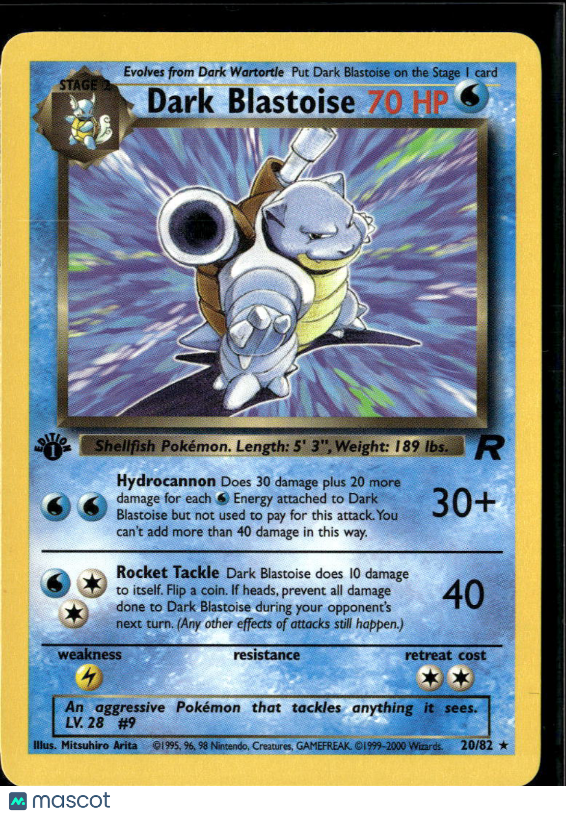 Dark Blastoise 2000 Team Rocket Rare 1st Edition #20/82