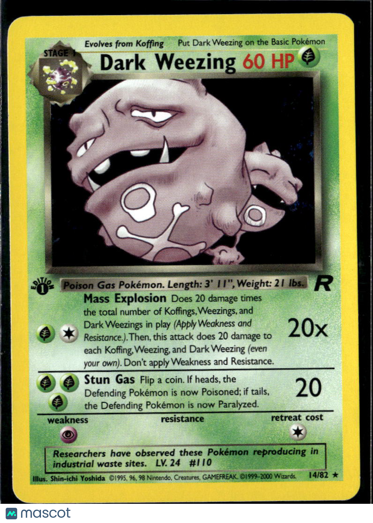 Dark Weezing 2000 Team Rocket Holo Rare 1st Edition #14/82