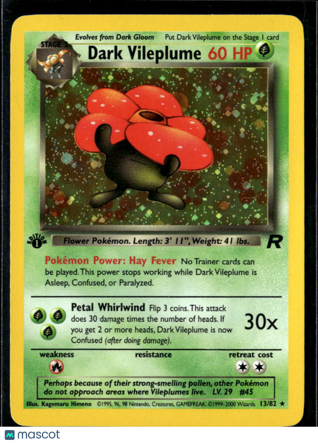 Dark Vileplume 2000 Team Rocket Holo Rare 1st Edition #13/82