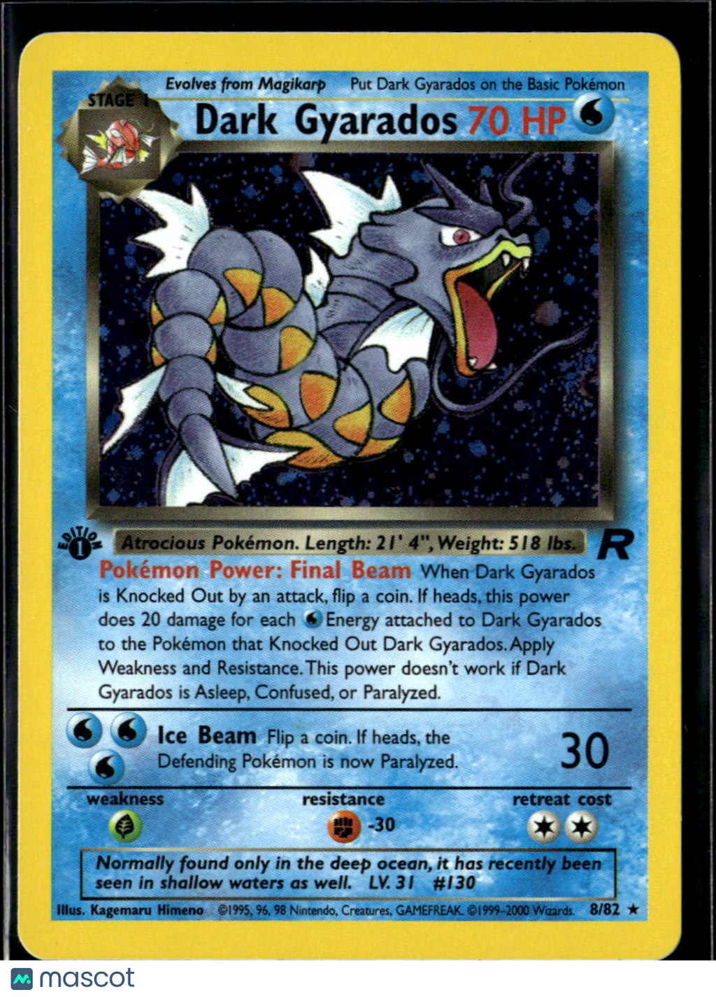 Dark Gyarados 2000 Team Rocket Holo Rare 1st Edition #8/82