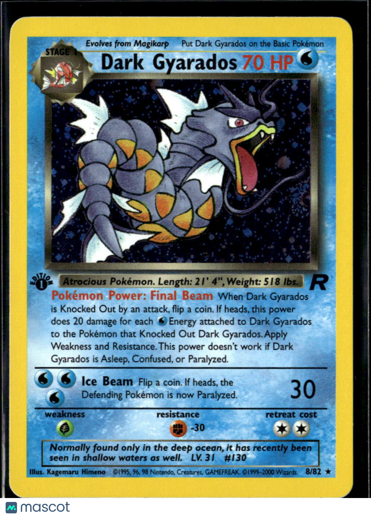 Dark Gyarados 2000 Team Rocket Holo Rare 1st Edition #8/82