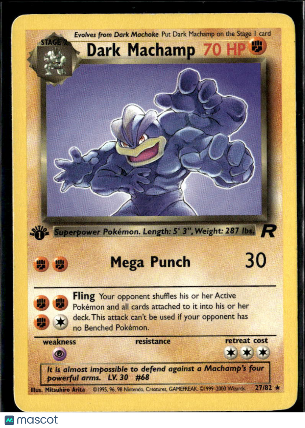 Dark Machamp 2000 Team Rocket Holo Rare 1st Edition #27/82