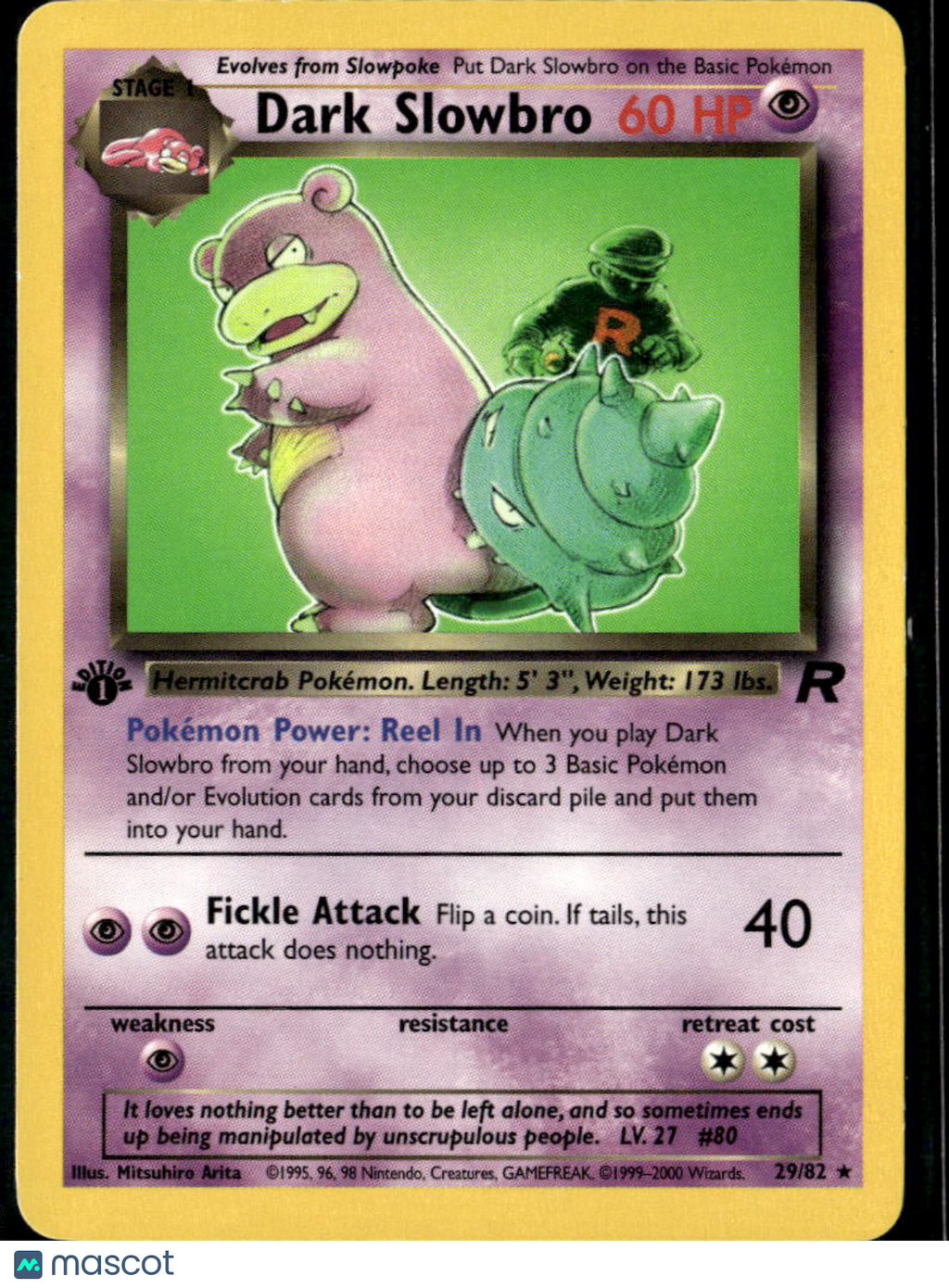 Dark Slowbro 2000 Team Rocket Rare 1st Edition #29/82