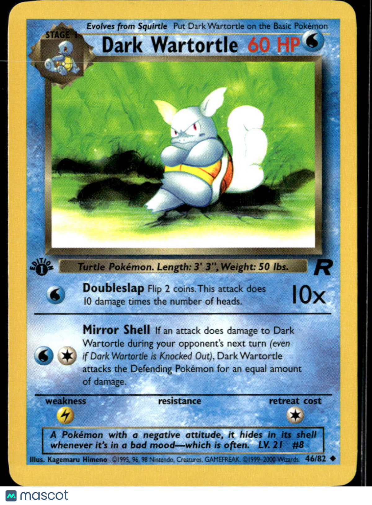 Dark Wartortle 2000 Team Rocket Uncommon 1st Edition #46/82