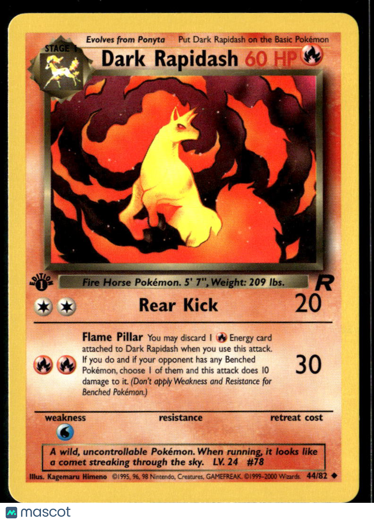 Dark Rapidash 2000 Team Rocket Uncommon 1st Edition #44/82