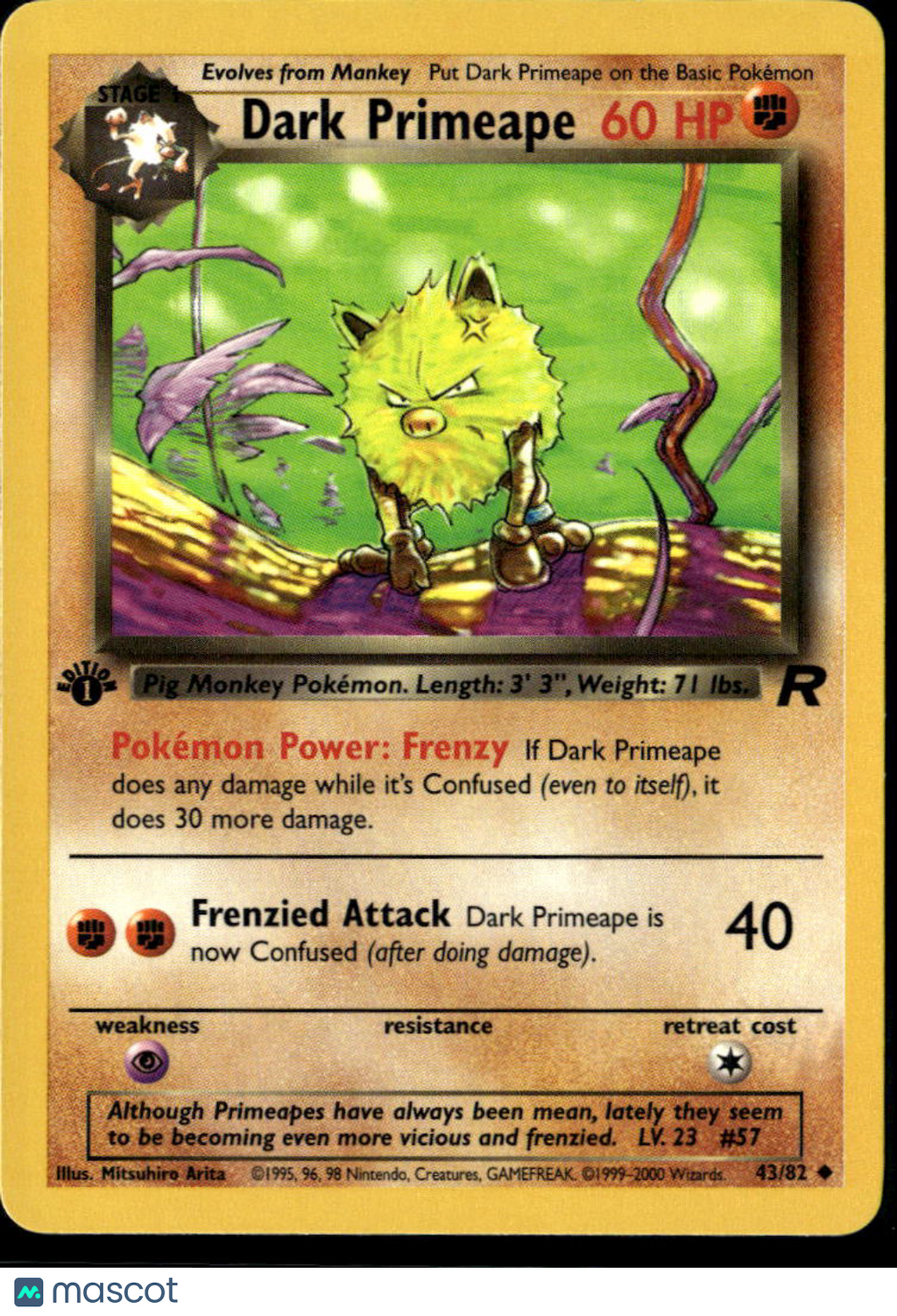 Dark Primeape 2000 Team Rocket Uncommon 1st Edition #43/82