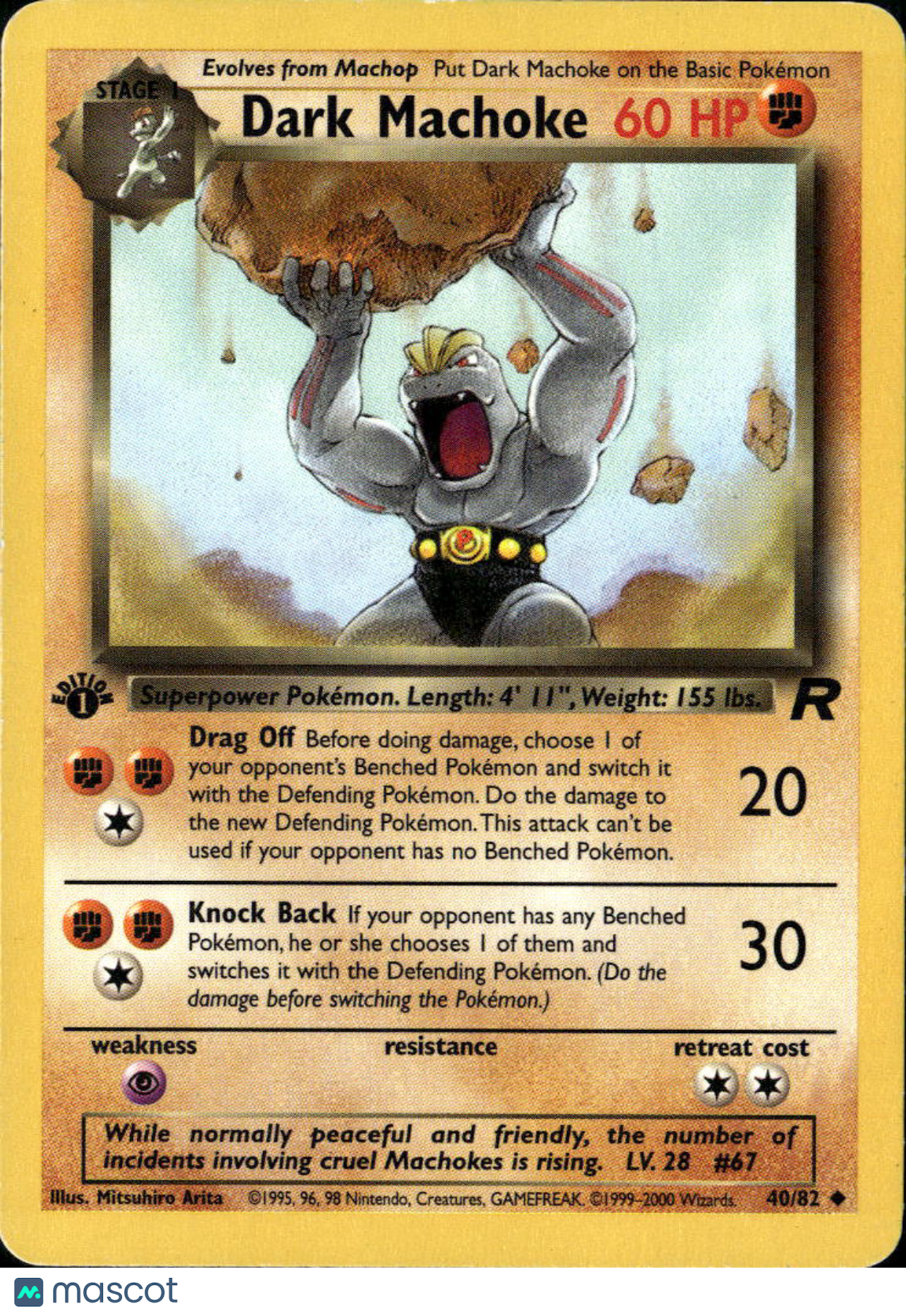Dark Machoke 2000 Team Rocket Uncommon 1st Edition #40/82