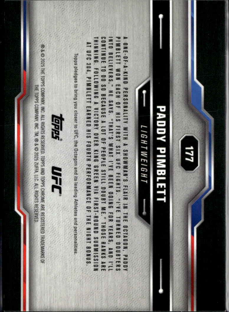 Paddy Pimblett 2025 Topps Chrome UFC Orange Refractor 22/25 #177