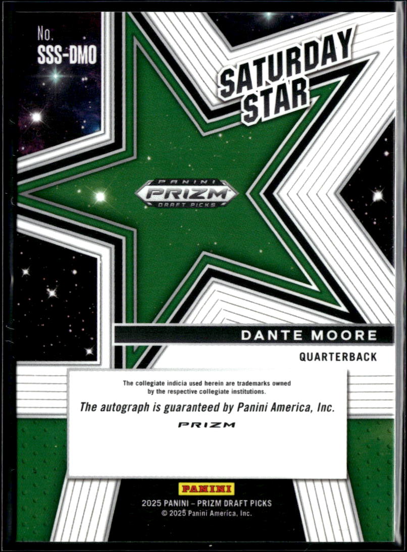 Dante Moore 2025 Prizm Draft Picks Saturday Star Auto Autograph RC Oregon Ducks