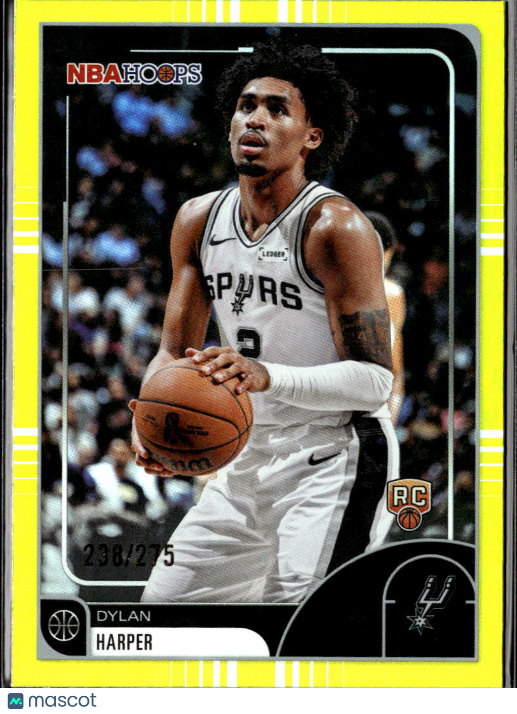 Dylan Harper 2026 Topps NBA Hoops Rookie RC Yellow 238/275 San Antonio Spurs