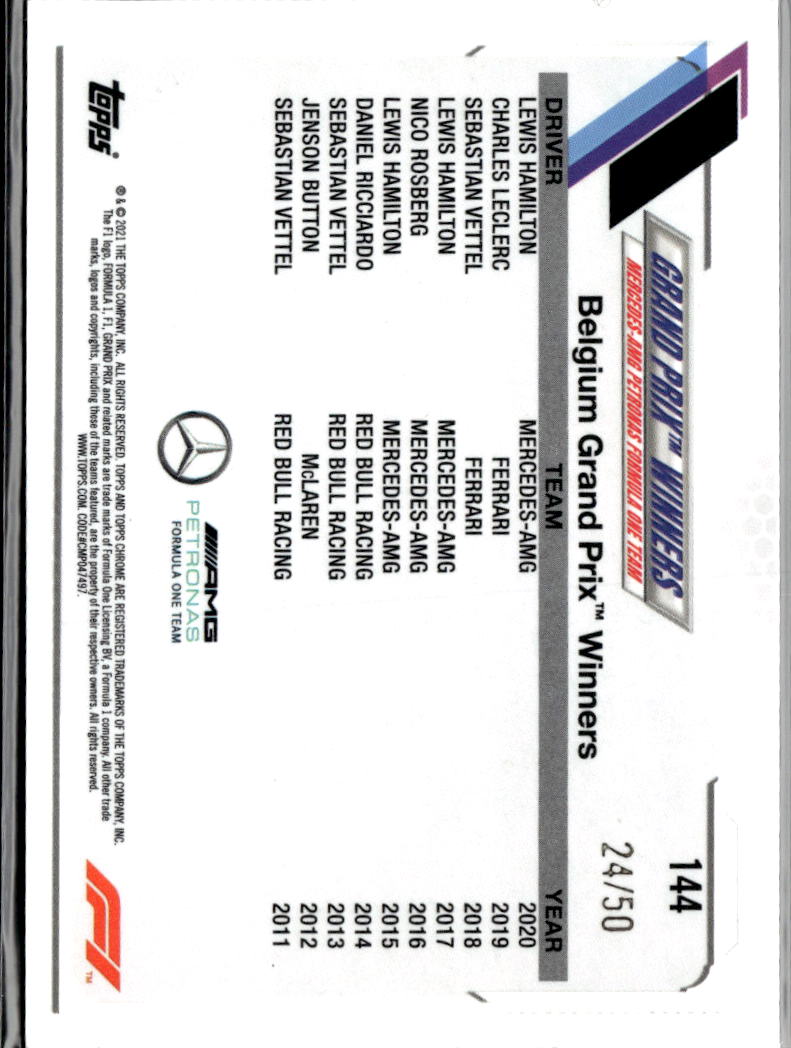 Lewis Hamilton 2021 Topps Chrome Formula 1 GOLD Refractor 24/50 Mercedes