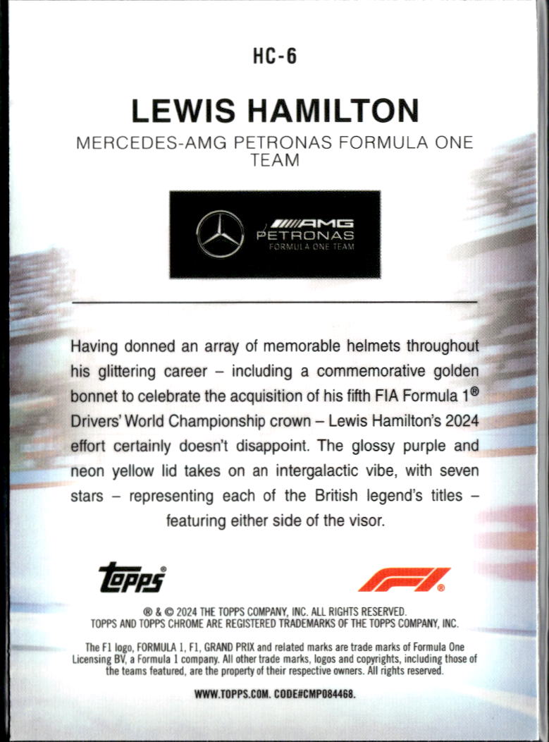 Lewis Hamilton 2024 Topps Chrome Helmet Collection SSP Mercedes-AMG Petronas