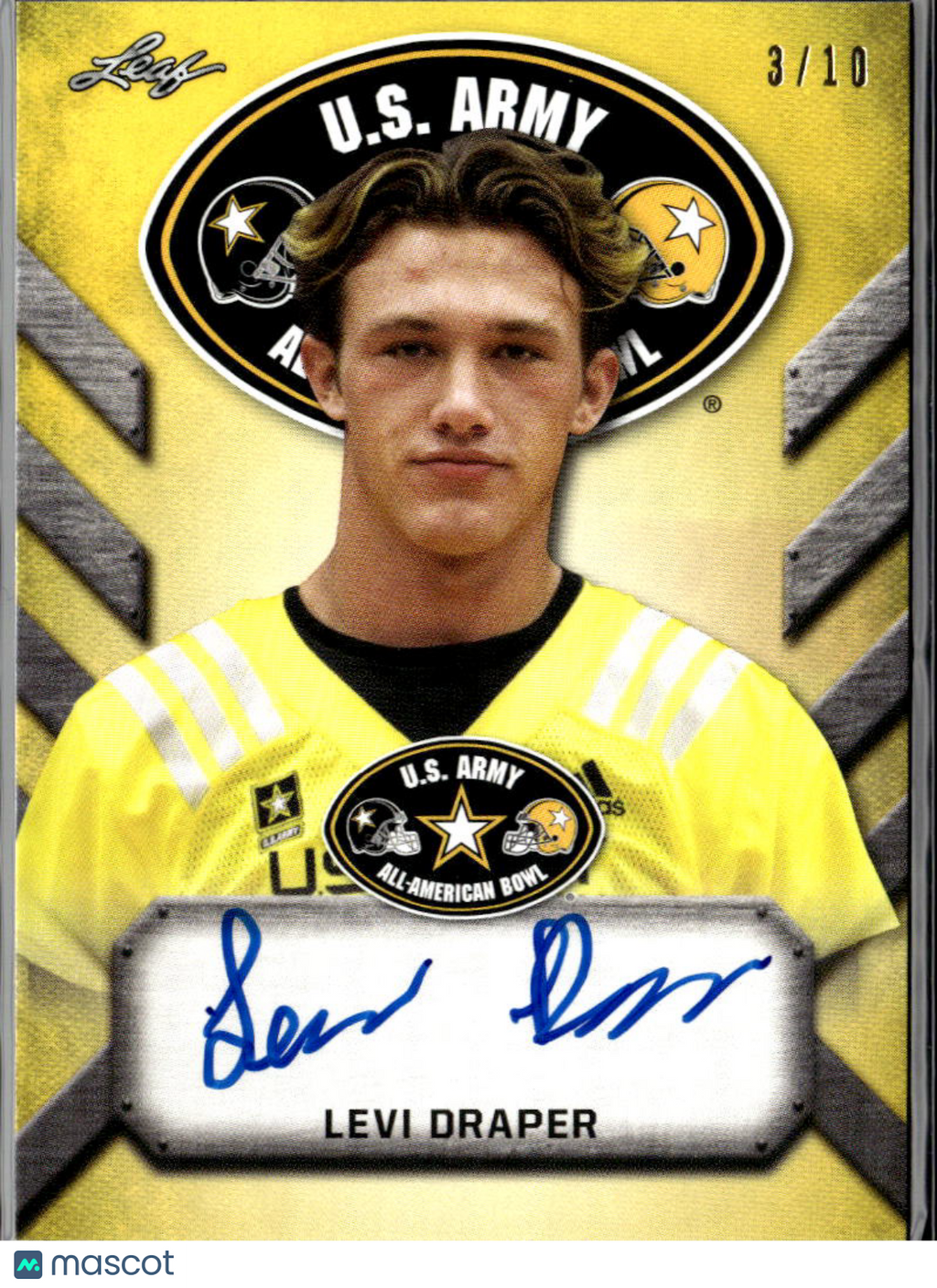 Levi Draper 2017 Leaf U.S. Army Auto Autograph Collinsville Sooners 3/10