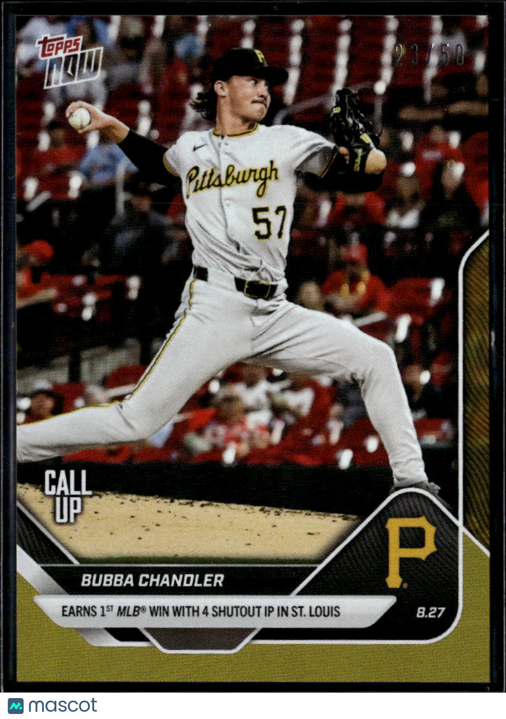 Bubba Chandler 2025 Topps Now GOLD Rookie RC 23/50 Pittsburgh Pirates
