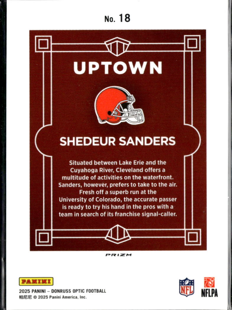 Shedeur Sanders 2025 Optic Uptown CASE HIT SSP Rookie RC Cleveland Browns