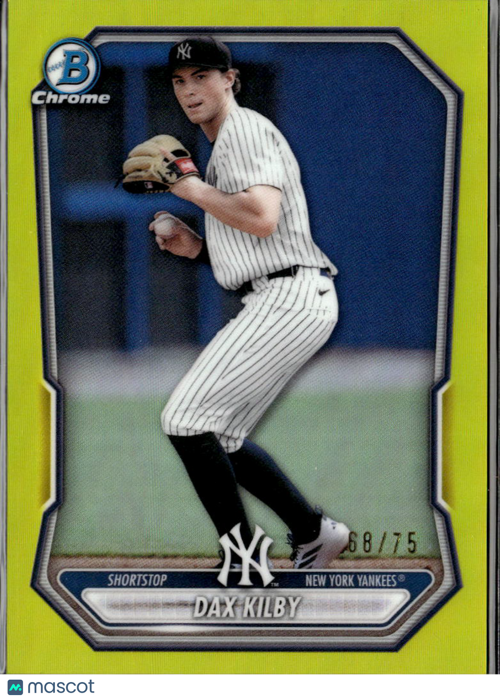 Dax Kilby 2026 Bowman Chrome Yellow Refractor 68/75 New York Yankees