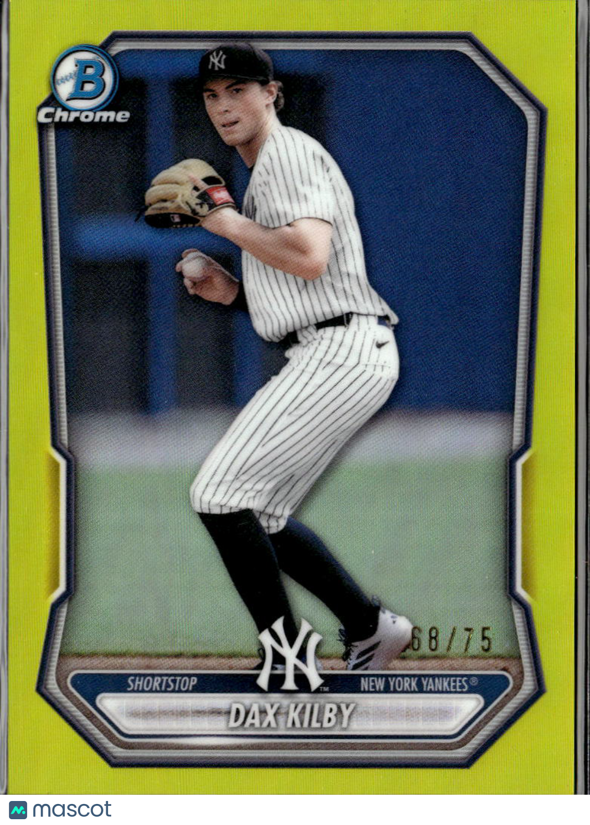 Dax Kilby 2026 Bowman Chrome Yellow Refractor 68/75 New York Yankees