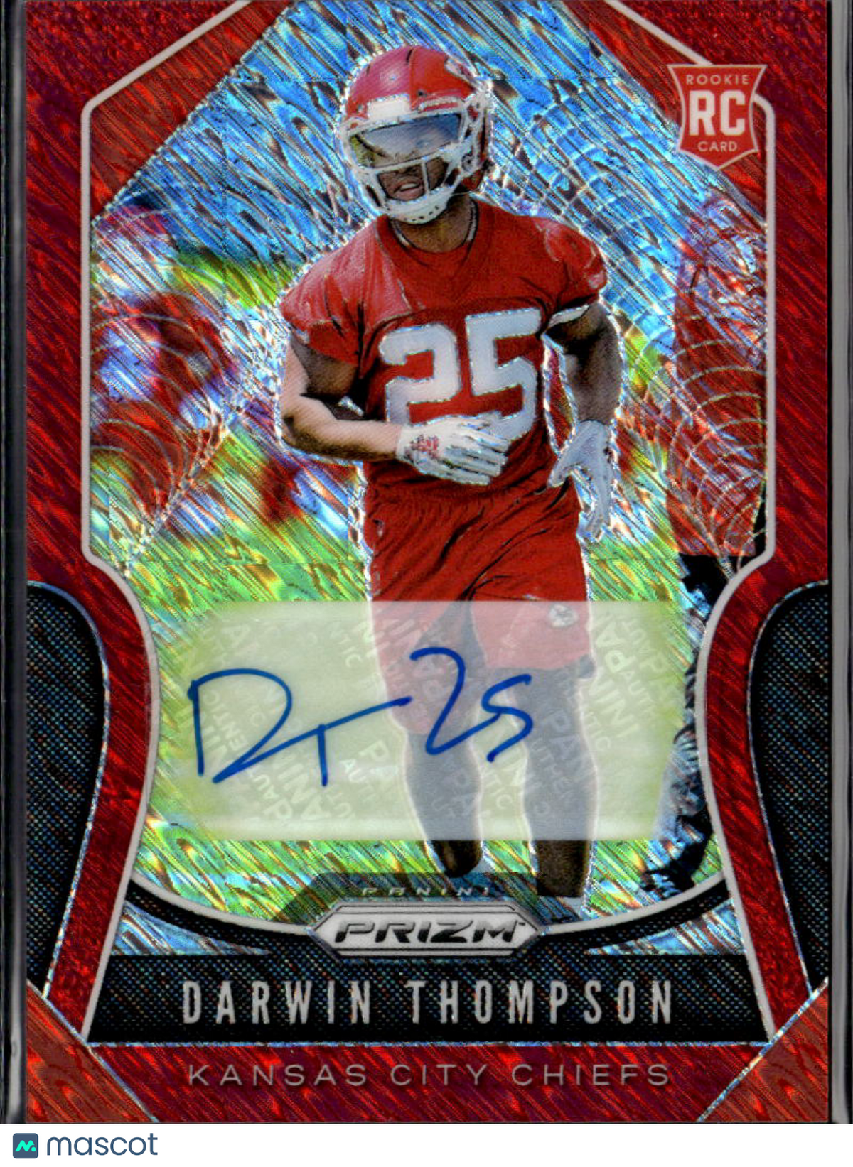 Darwin Thompson 2019 Prizm Auto Autograph RC Red Shimmer 6/25 Jenks Chiefs