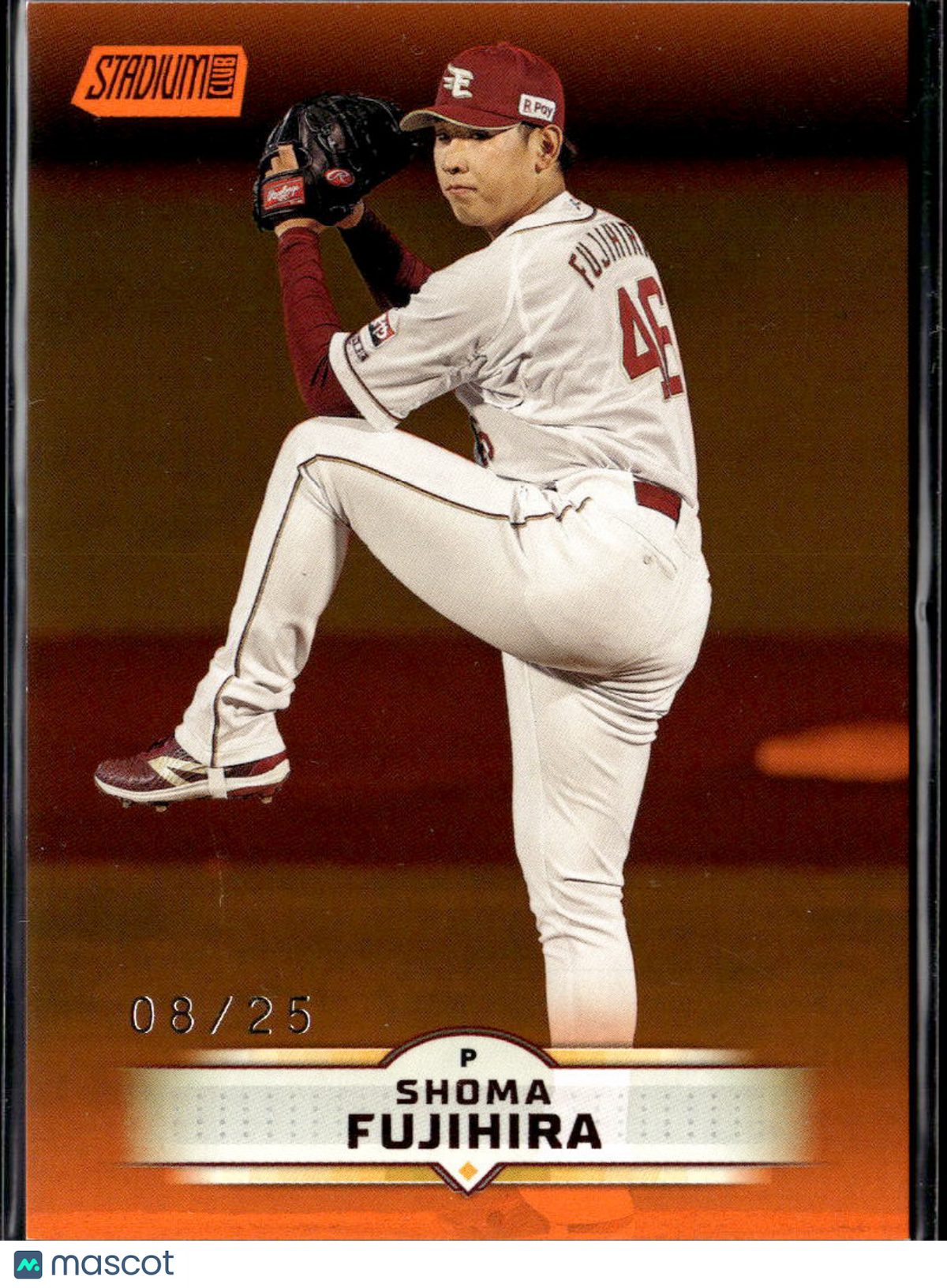 Shoma Fujihira 2025 Topps Stadium Club Orange 8/25 Tohoku Rakuten Golden Eagles