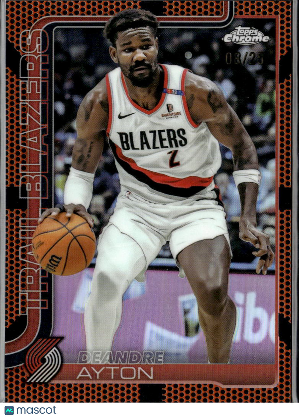 Deandre Ayton 2025 Topps Chrome Orange Refractor 8/25 Portland Trail Blazers