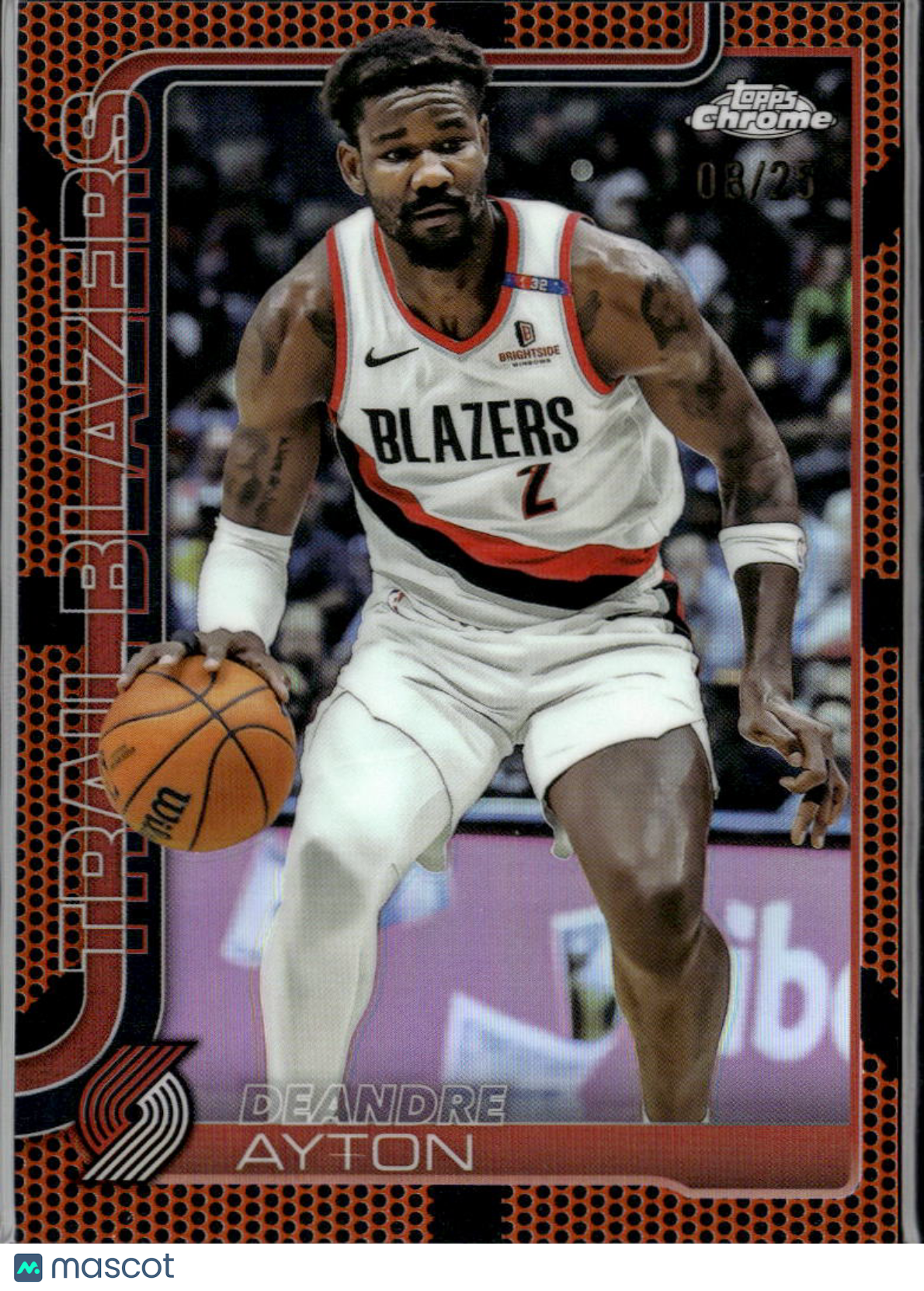 Deandre Ayton 2025 Topps Chrome Orange Refractor 8/25 Portland Trail Blazers
