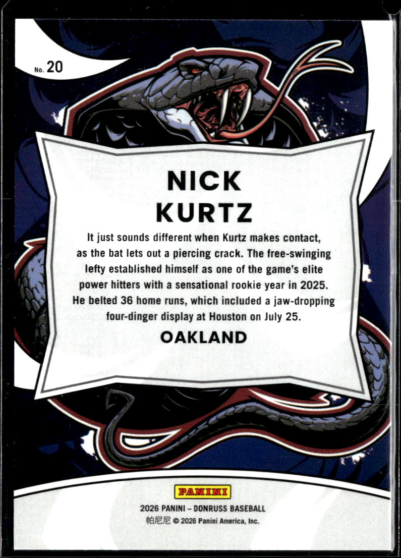 Nick Kurtz 2026 Donruss Unleashed Holo 119/199 Oakland Athletics