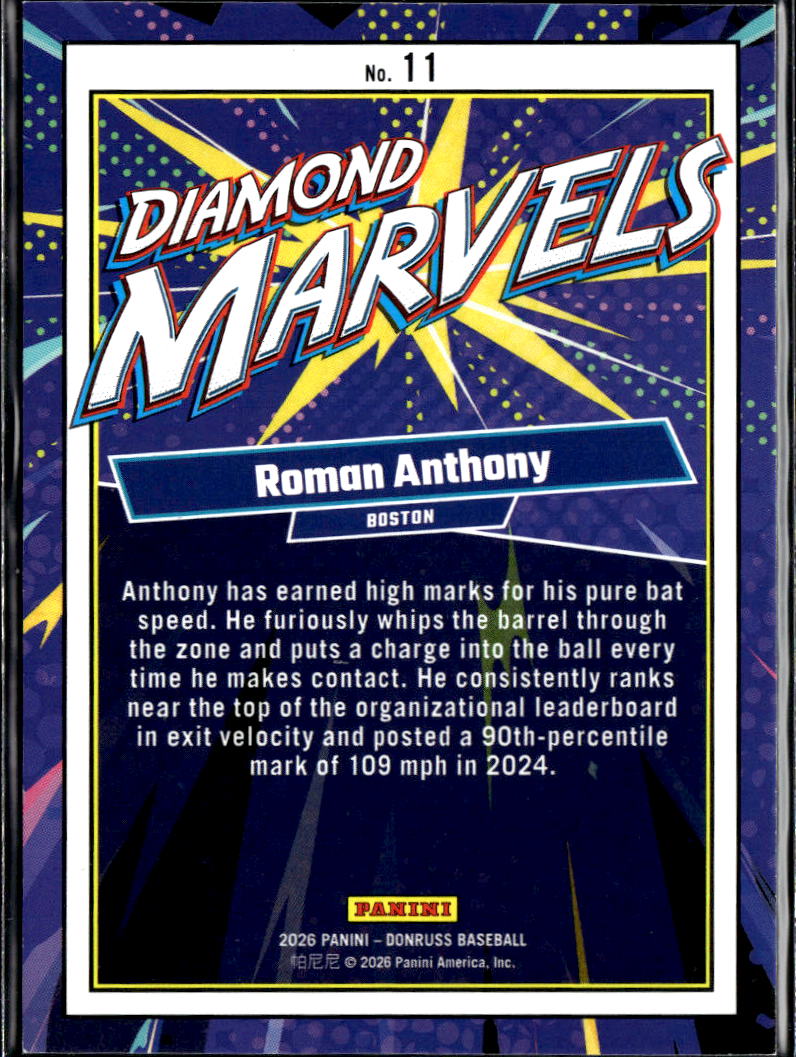 Roman Anthony 2026 Donruss Diamond Marvels GOLD 3/10 Boston Red Sox
