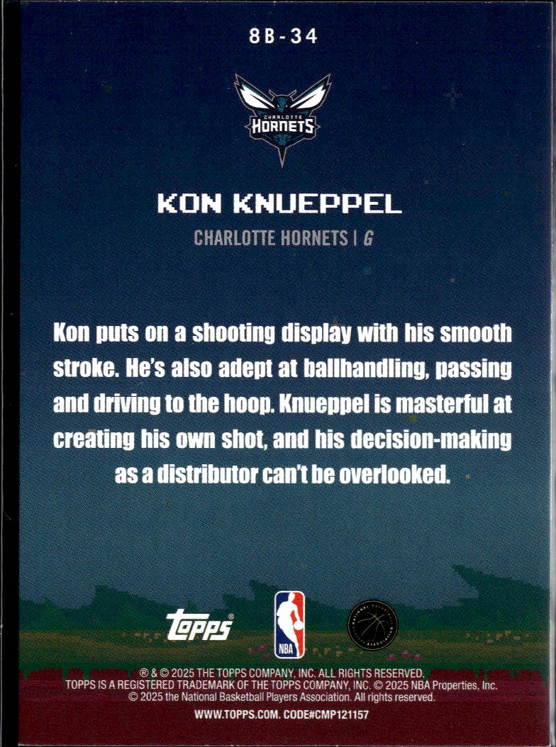 Kon Knueppel 2025 Topps 8-Bit Ballers Pink Rookie RC Charlotte Hornets