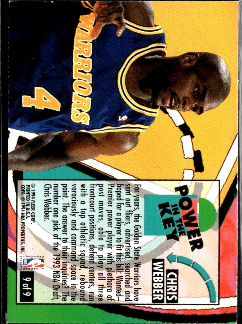 Chris Webber 1994 Fleer Ultra Power in the Key #9 Golden State Warriors