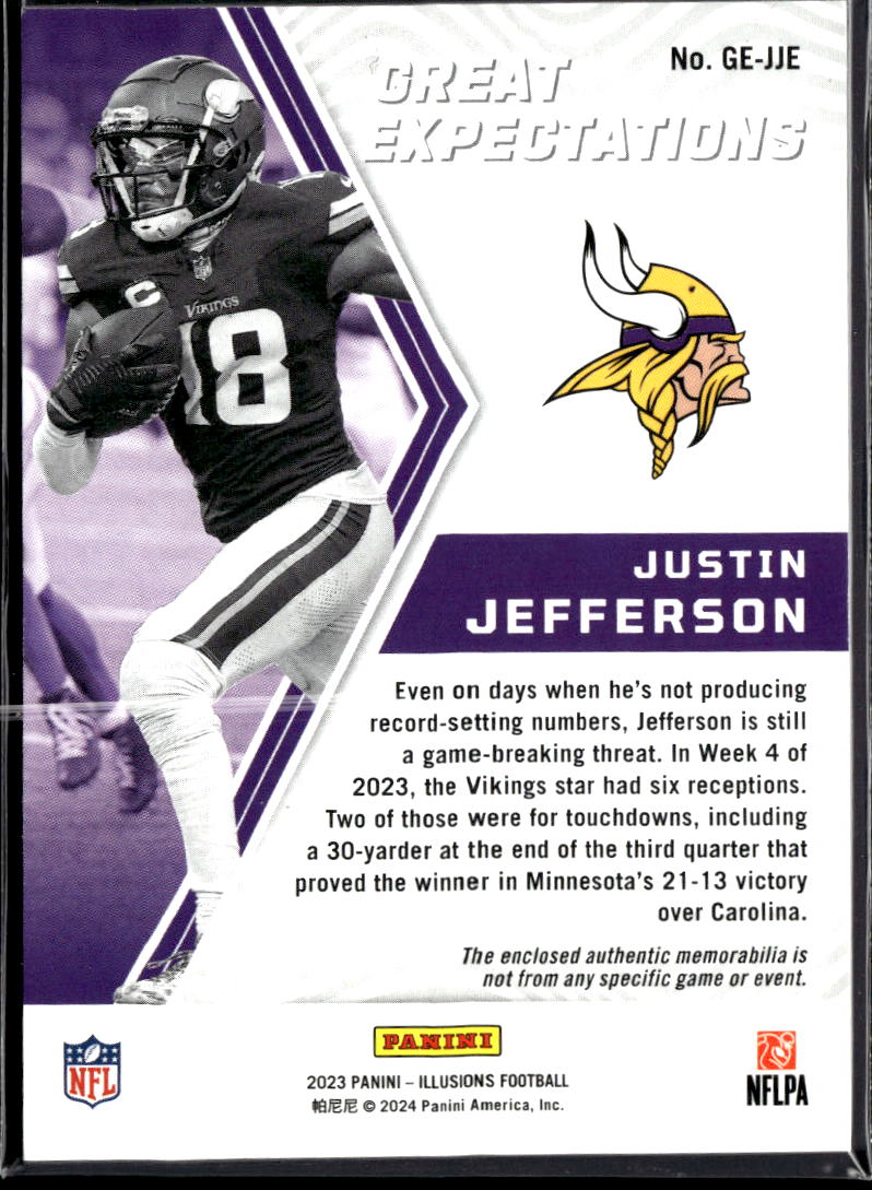 Justin Jefferson 2024 Illusions Expectations Jersey Patch Minnesota Vikings