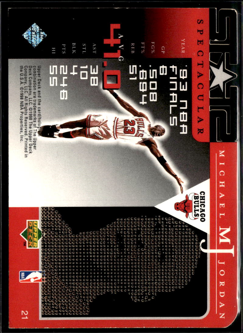 Michael Jordan 1998 Upper Deck Star Spectacular #21 Chicago Bulls