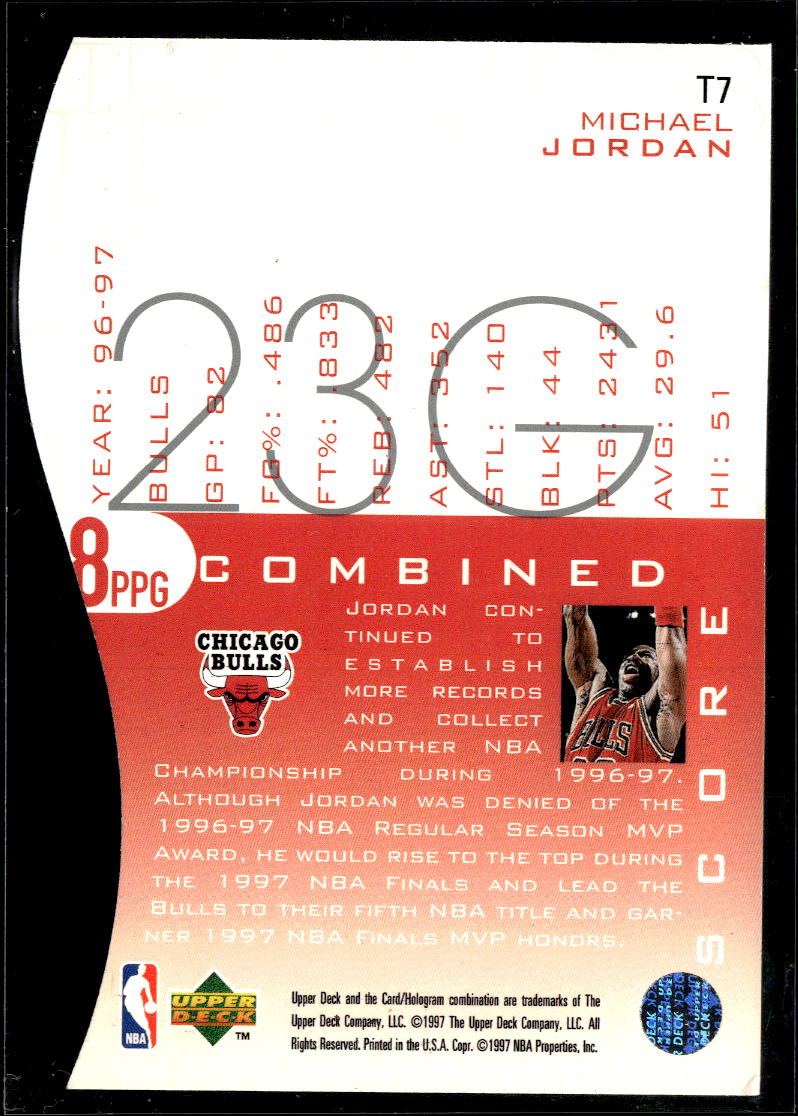 Michael Jordan 1997 Upper Deck Die-Cut #T7 Chicago Bulls
