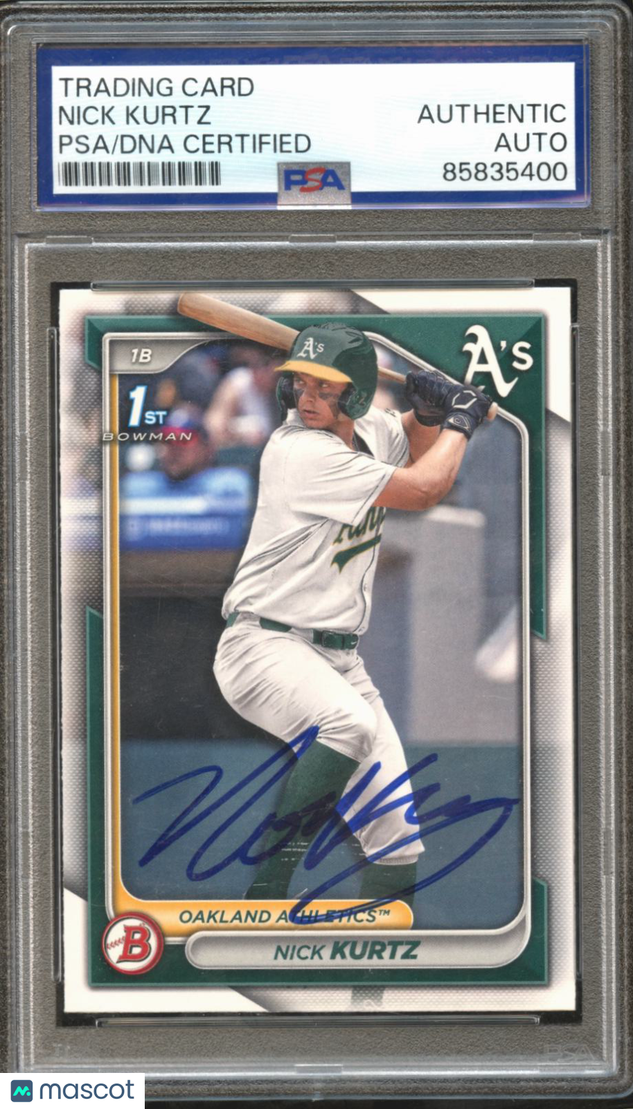 Nick Kurtz 2024 Bowman 1st IP Auto Autograph RC Rookie Athletics PSA DNA