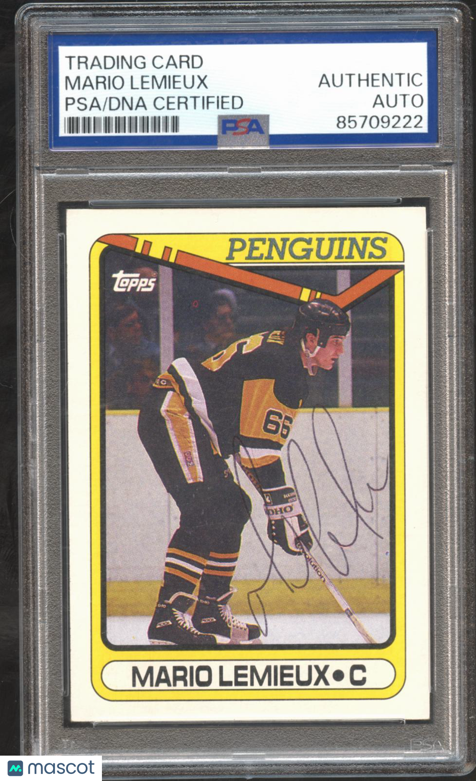 Mario Lemieux 1990 Topps IP Auto Autograph Pittsburgh Penguins PSA DNA Authentic