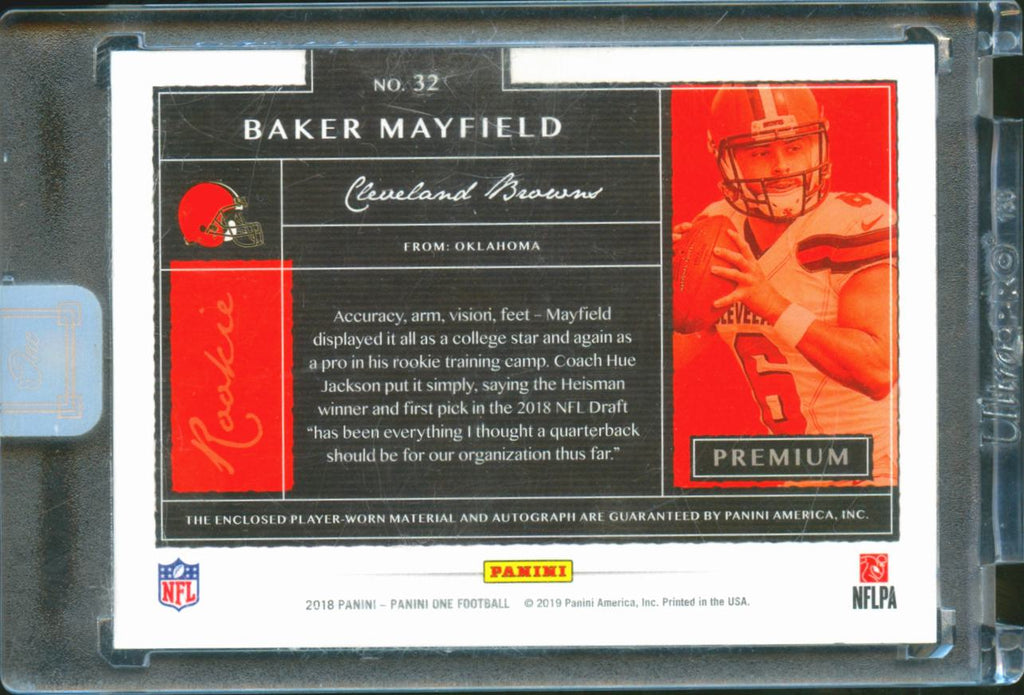 Baker Mayfield 2018 Panini One Auto Autograph Patch RC 39/49 Cleveland Browns