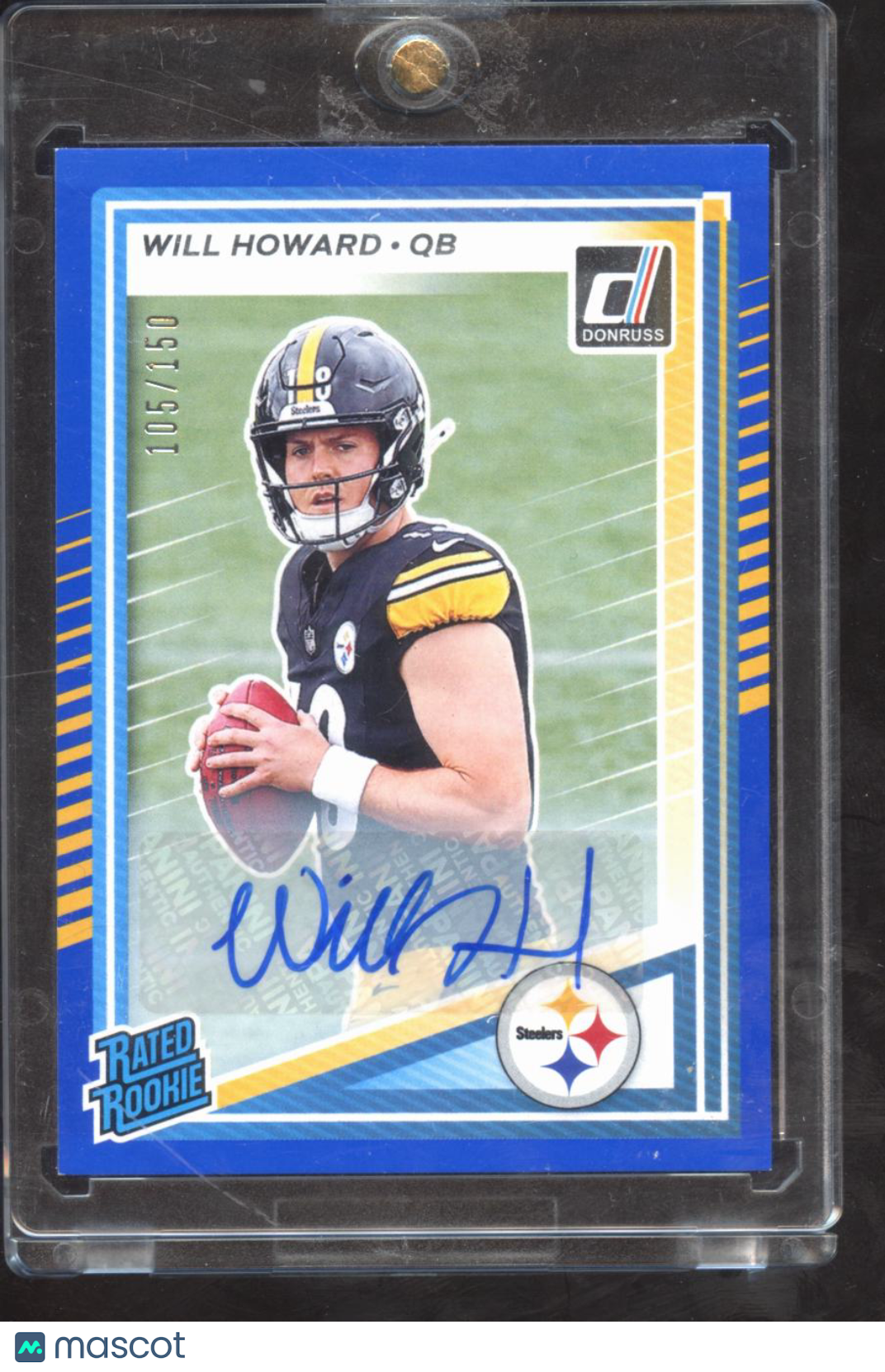 Will Howard 2025 Donruss Rated Rookie Auto Autograph BLUE 105/150 Steelers