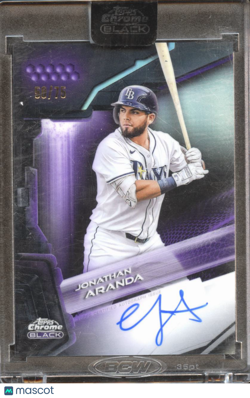 Jonathan Aranda 2026 Topps Chrome Black Auto Autograph 50/75 Tampa Bay Rays