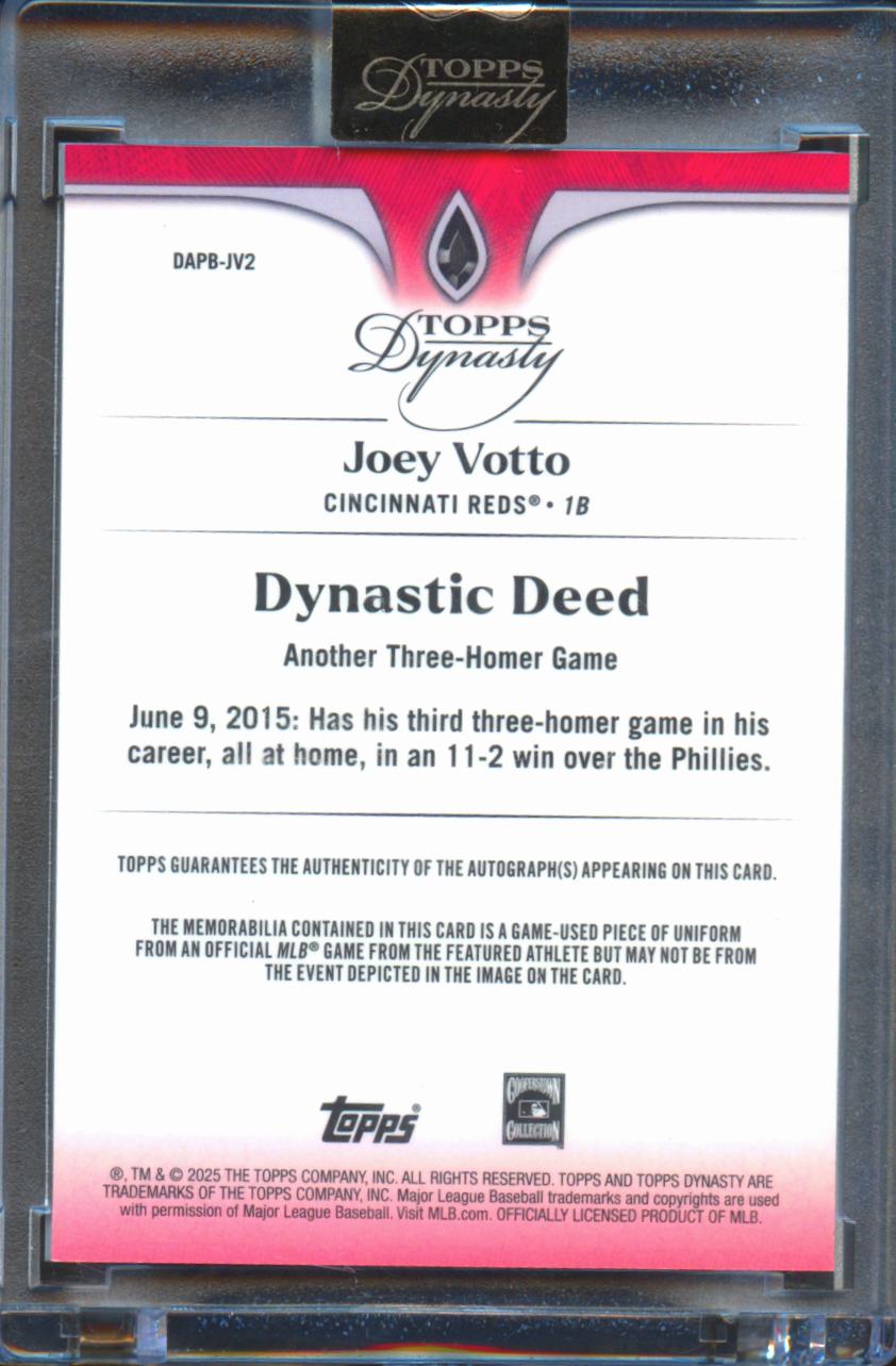 Joey Votto 2025 Topps Dynasty Auto Autograph Patch 2/5 Cincinnati Reds