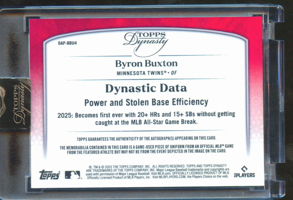 Byron Buxton 2025 Topps Dynasty Auto Autograph Patch 2/10 Minnesota Twins
