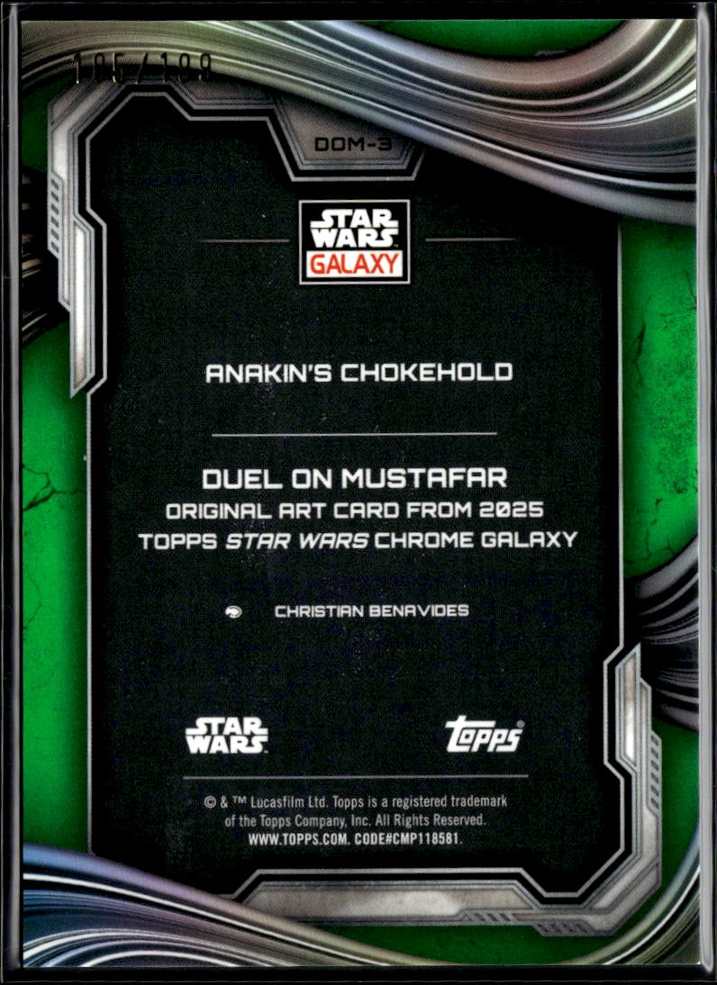Anakin's Chokehold Topps Star Wars Galaxy Green Shimmer Refractor 185/199
