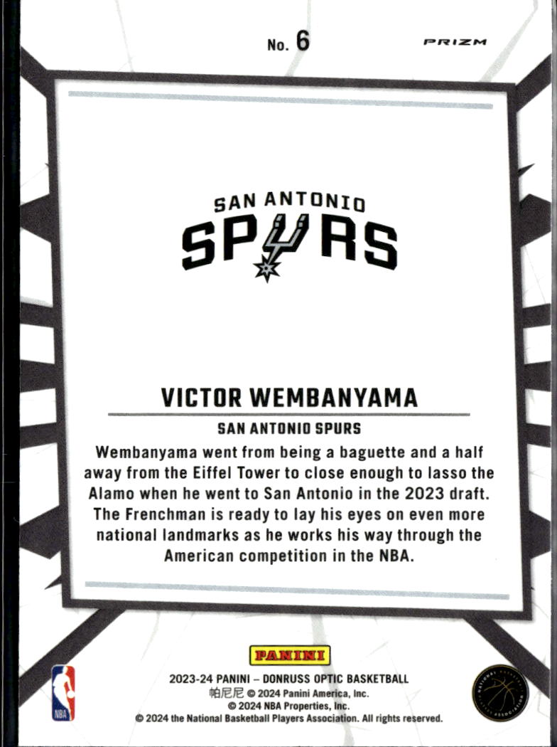 Victor Wembanyama 2023-24 Optic My House Purple RC Rookie San Antonio Spurs