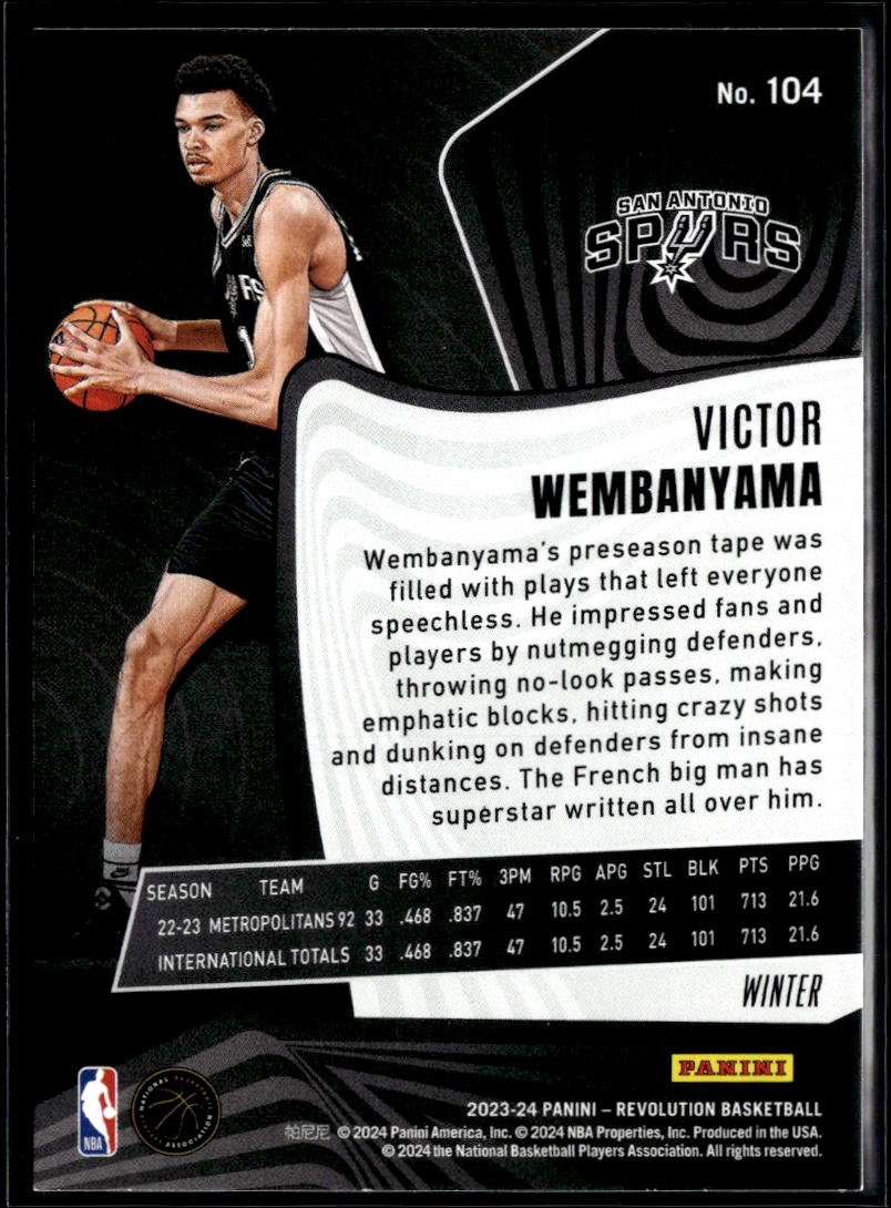 Victor Wembanyama 2023-24 Revolution Winter Rookie RC San Antonio Spurs