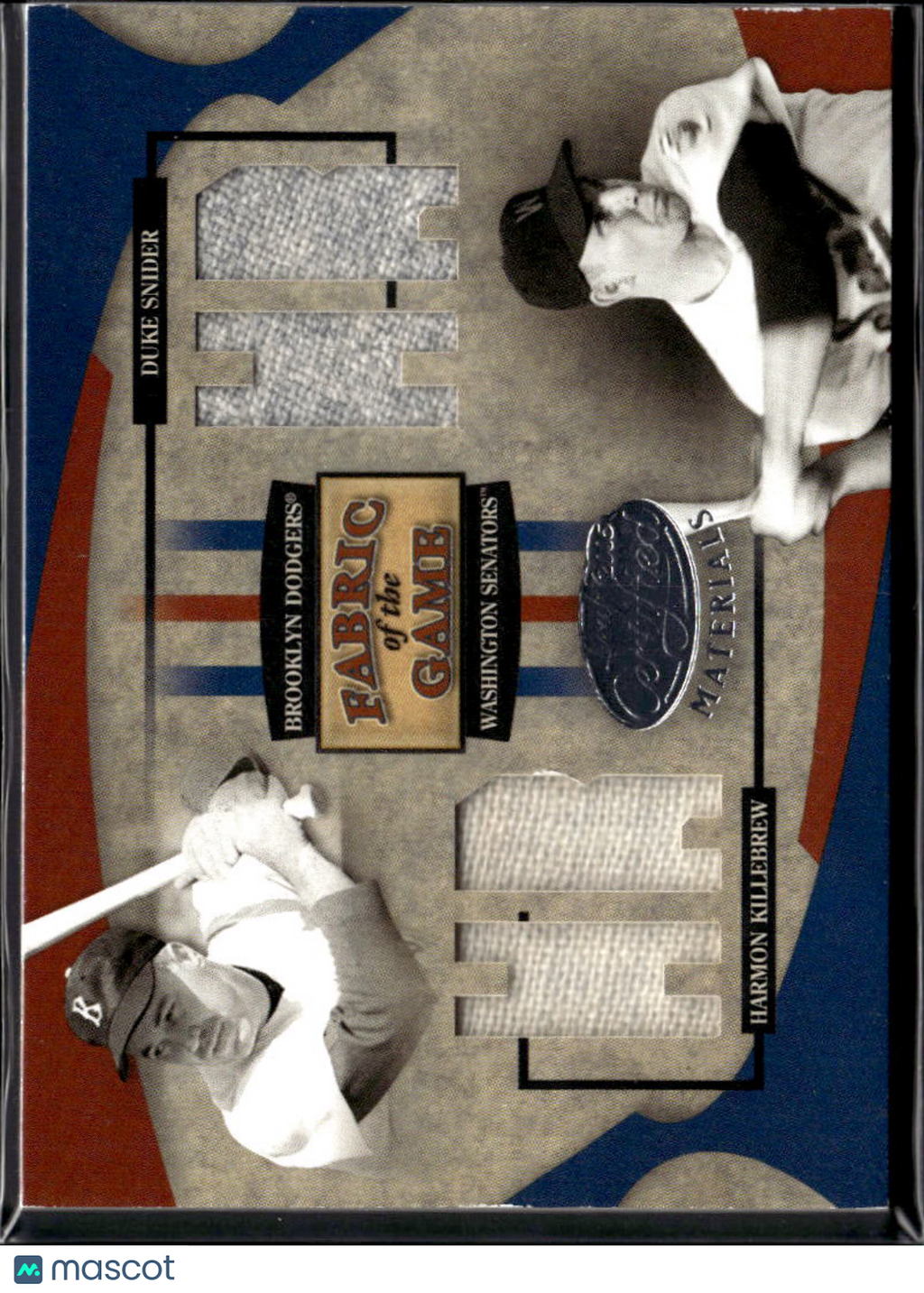 Duke Snider / Harmon Killebrew 2005 Leaf Certified Game Worn Jersey Patch 2/10