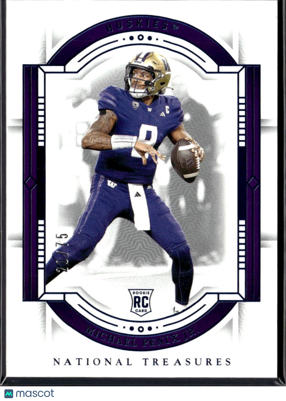 Michael Penix Jr. 2024 National Treasures Rookie RC Purple 20/75 Huskies