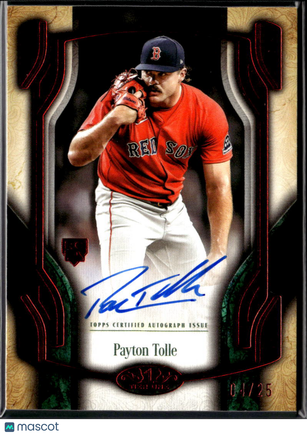 Payton Tolle 2026 Topps Tier One Auto Autograph Red Rookie 4/25 Boston Red Sox
